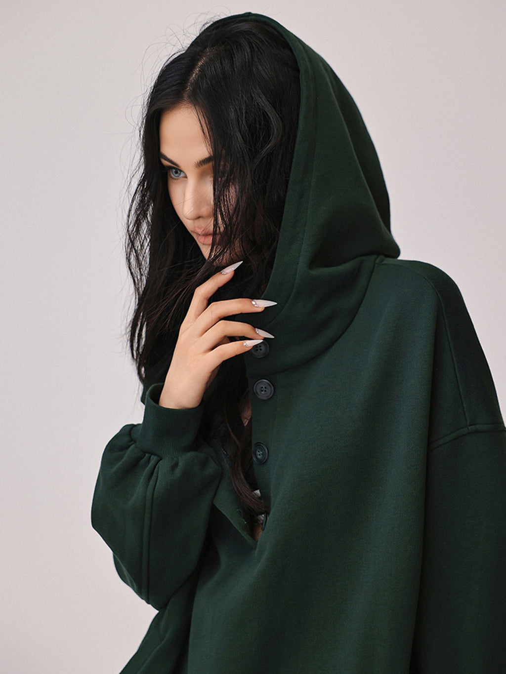 Oversized Buttoned Hoodie
