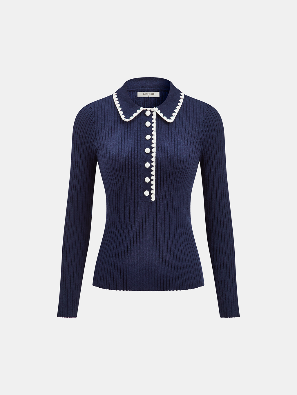Geripptes Polo-Top mit kontrastierenden Zierleisten