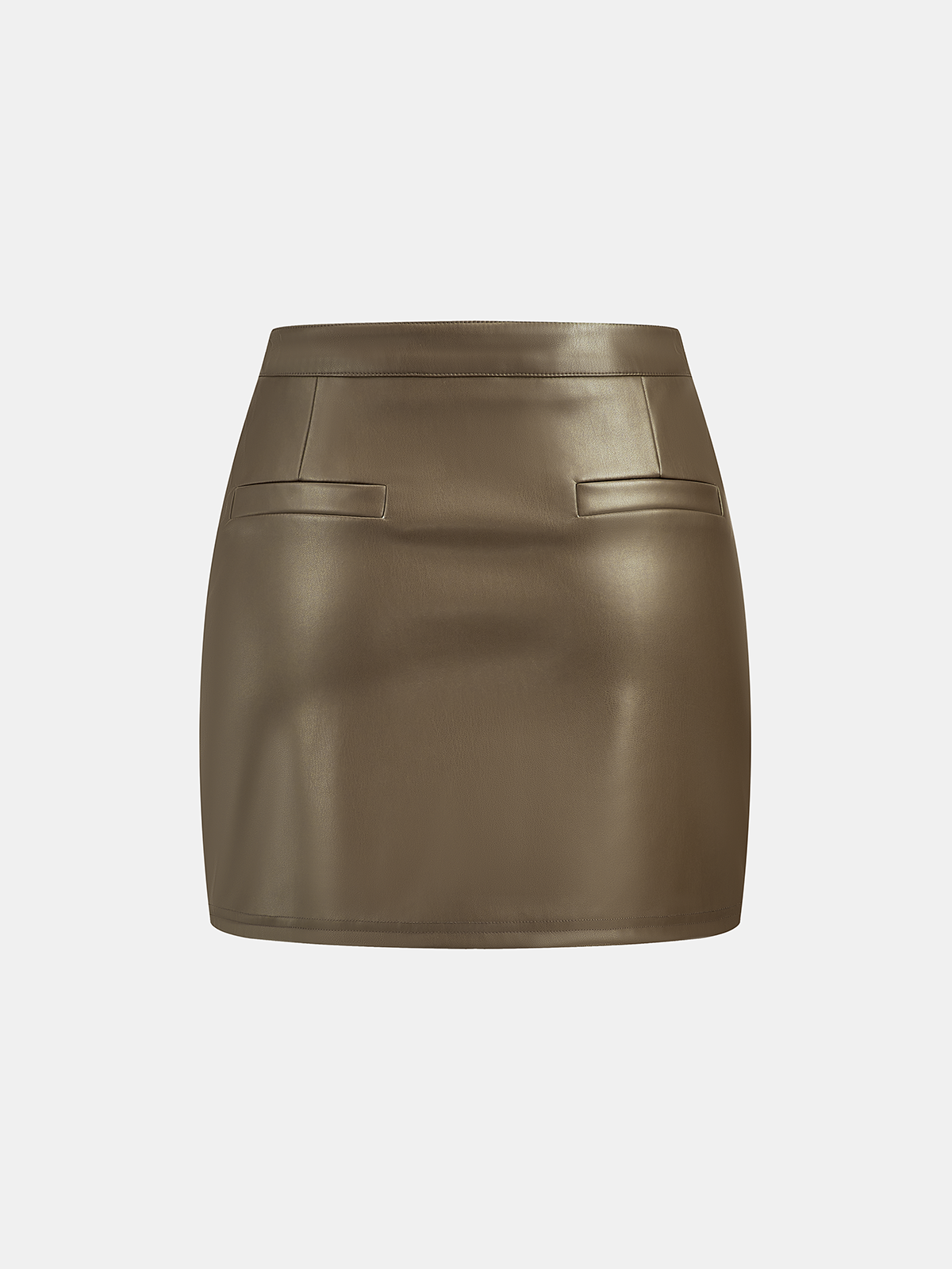 Metal Buckle Faux Leather Mini Skirt