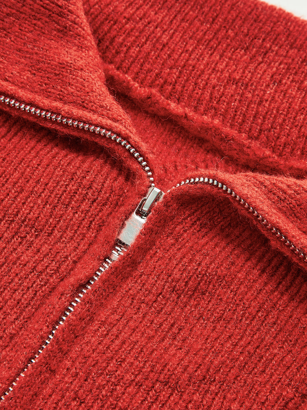 Half-Zip Wool Blend Cable Knit Top