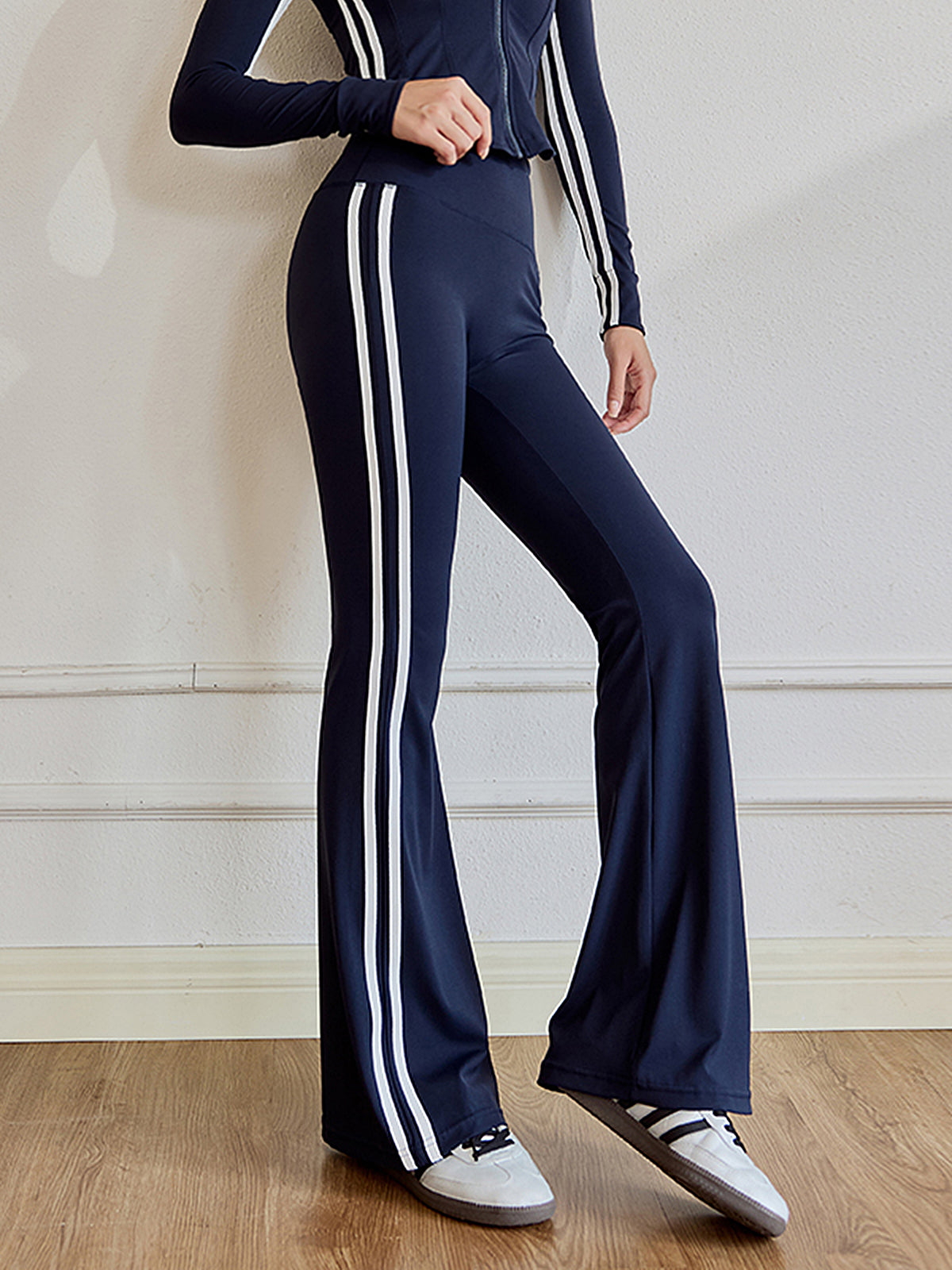 Slim Fit Side Striped High-Waist Pants