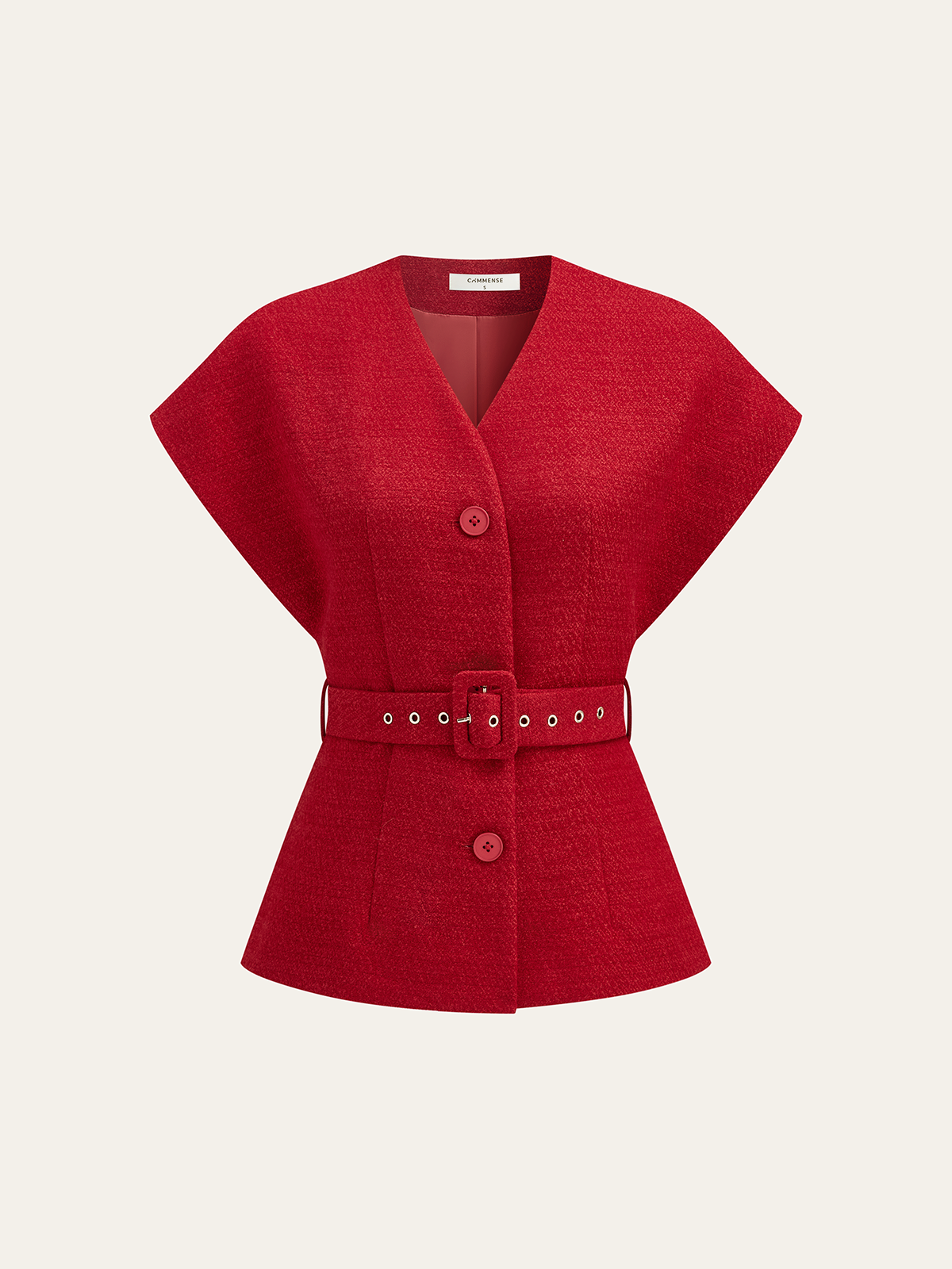 Tweed Belted Cap Sleeve Vest