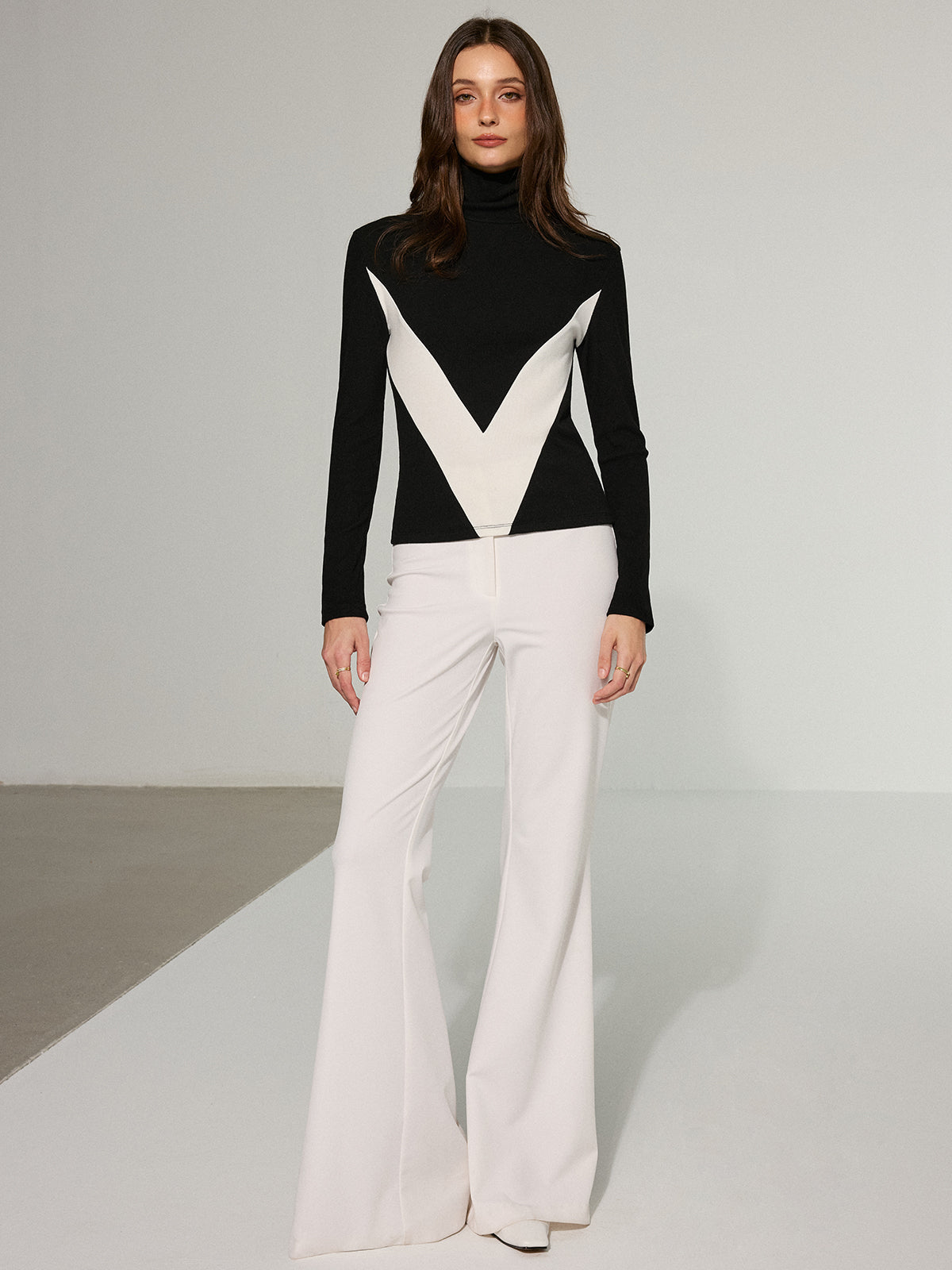 Pull à col roulé color-block 