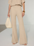 Texturierte Schlaghose aus Wollmischung mit mittelhohem Bund