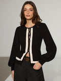 Contrast Trim Knitted Cardigan