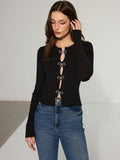 Rippstrick-Top mit Schleifen-Cut-Out
