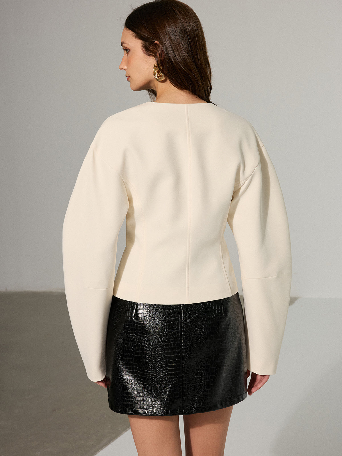 Drop-Shoulder V-Neck Blazer