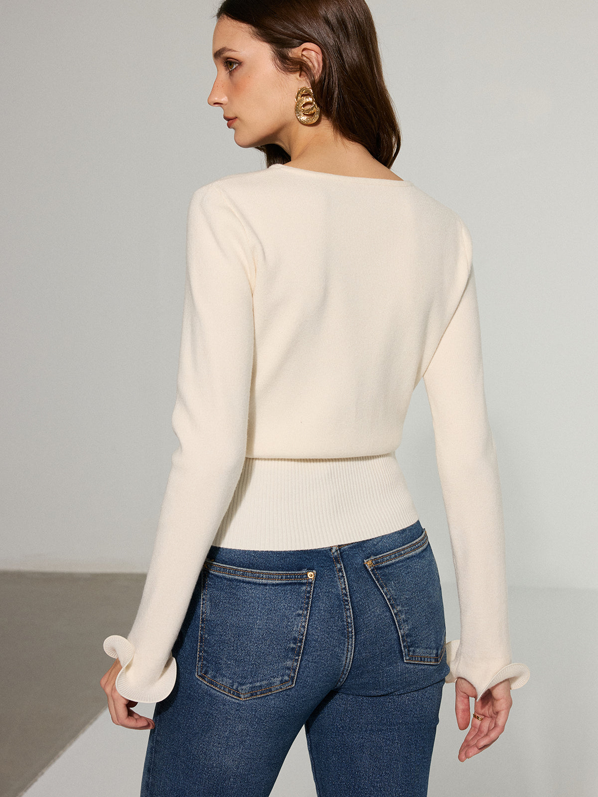 Ruffle Sleeve Sweater