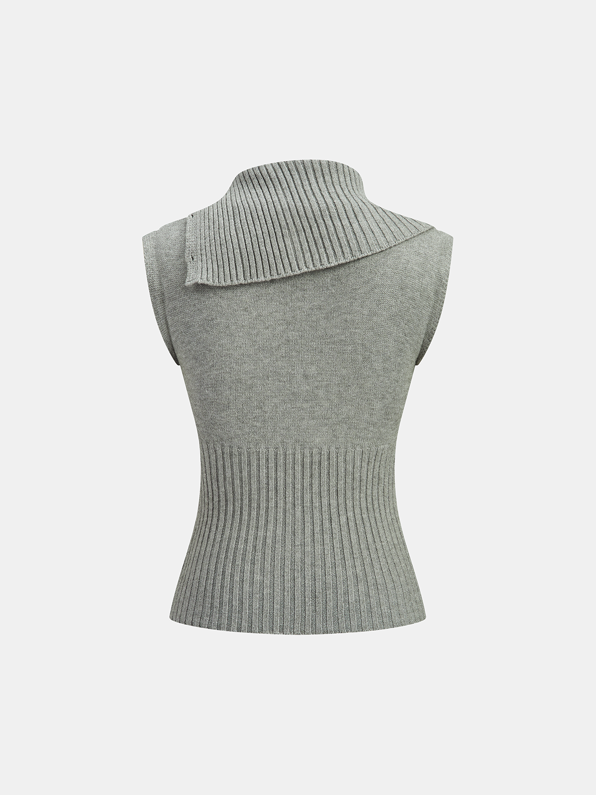 Large Lapel Cable Knit Sleeveless Sweater Vest