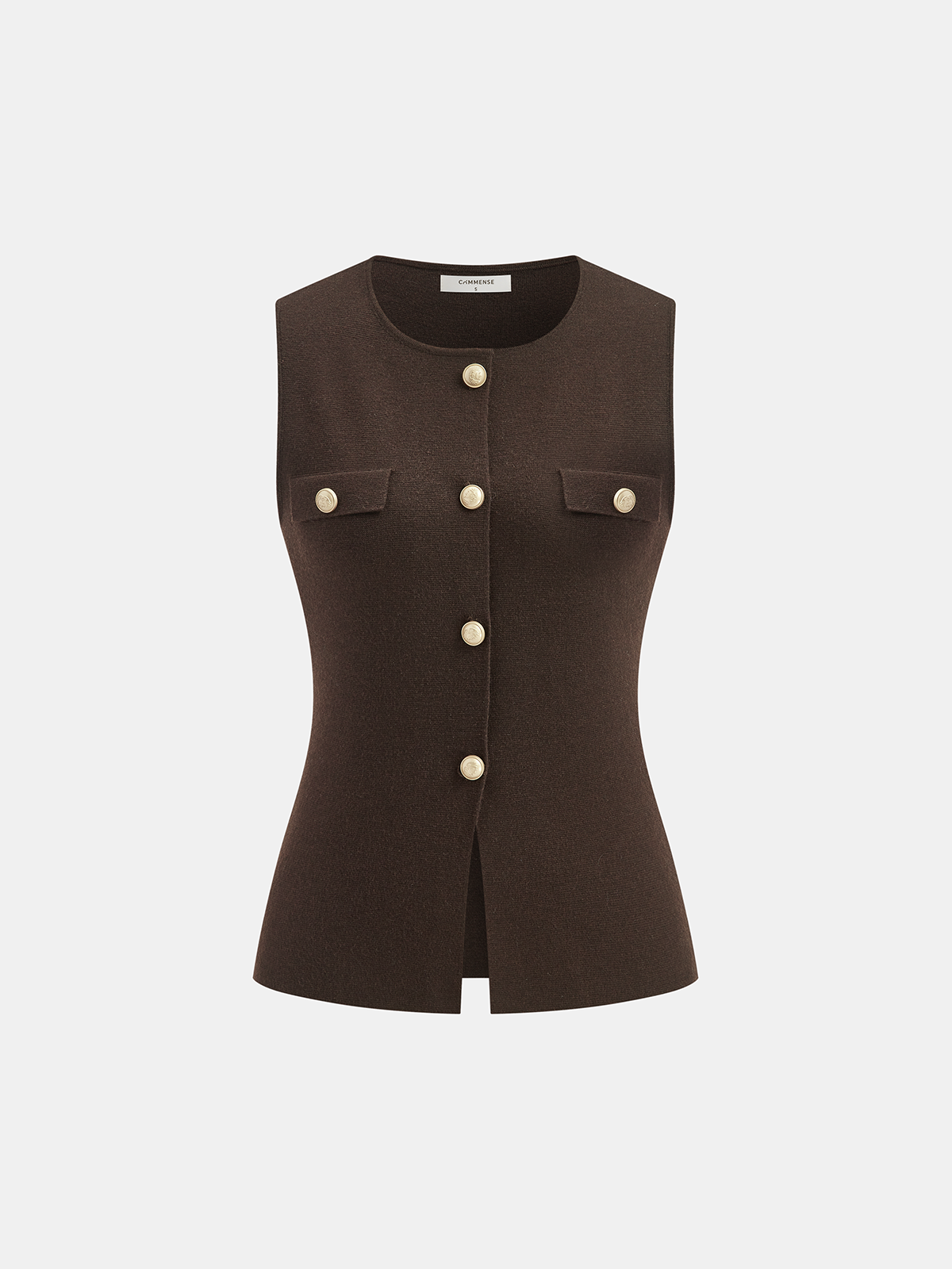 Wool Blend Metal Button Vest and Skirt Set