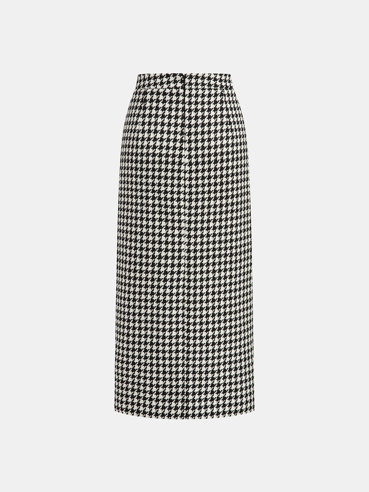 Jupe longue fendue en tweed pied-de-poule
