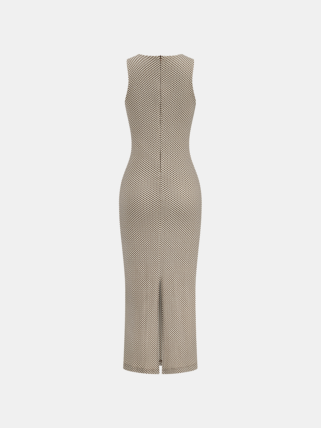 Slim Fit Checkered Sleeveless Maxi Dress
