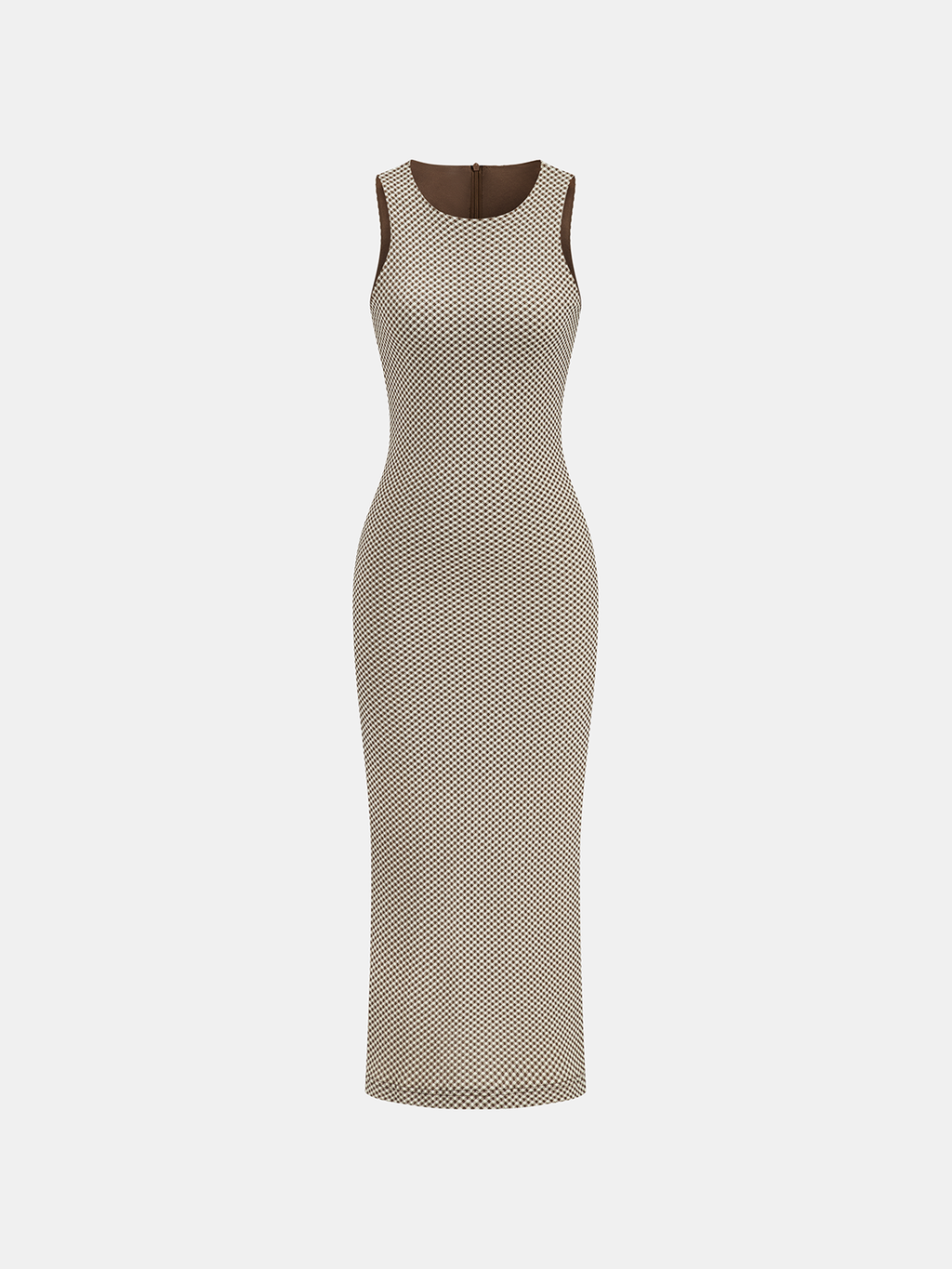 Slim Fit Checkered Sleeveless Maxi Dress