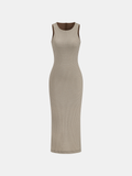 Slim Fit Checkered Sleeveless Maxi Dress