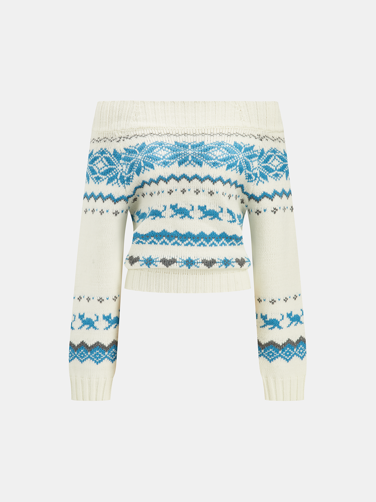 Off-Shoulder Fair Isle Sweater