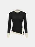 Color-Block Asymmetrischer Saum Geripptes Stricktop