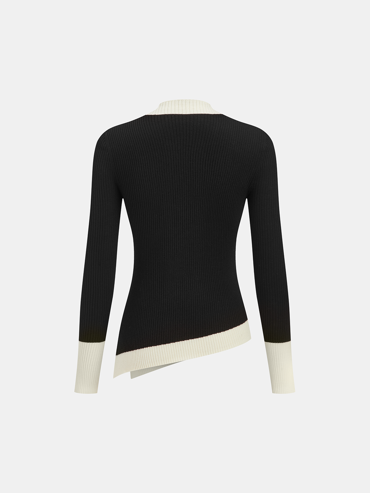 Color-Block Asymmetrischer Saum Geripptes Stricktop