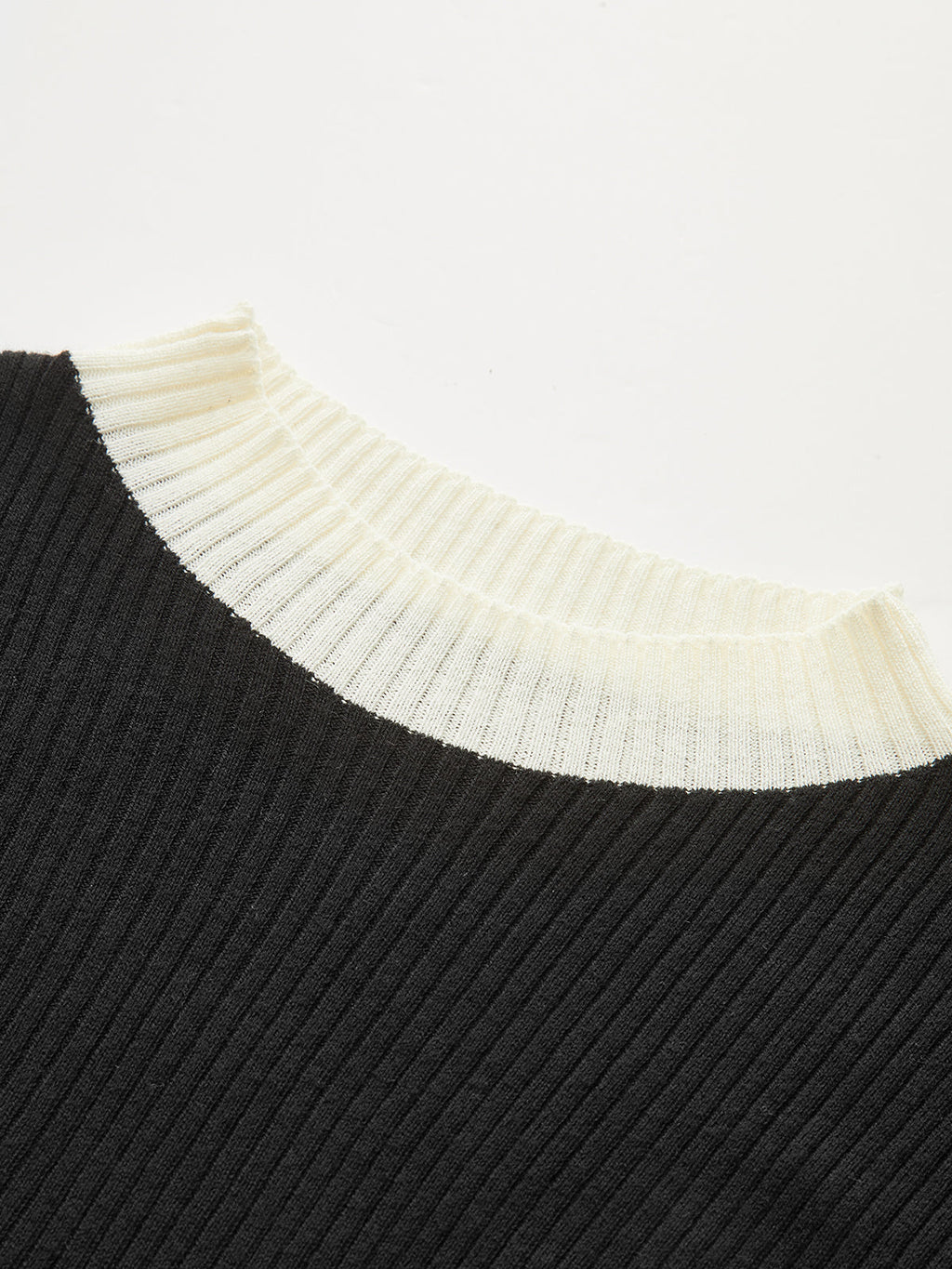 Color-Block Asymmetrischer Saum Geripptes Stricktop