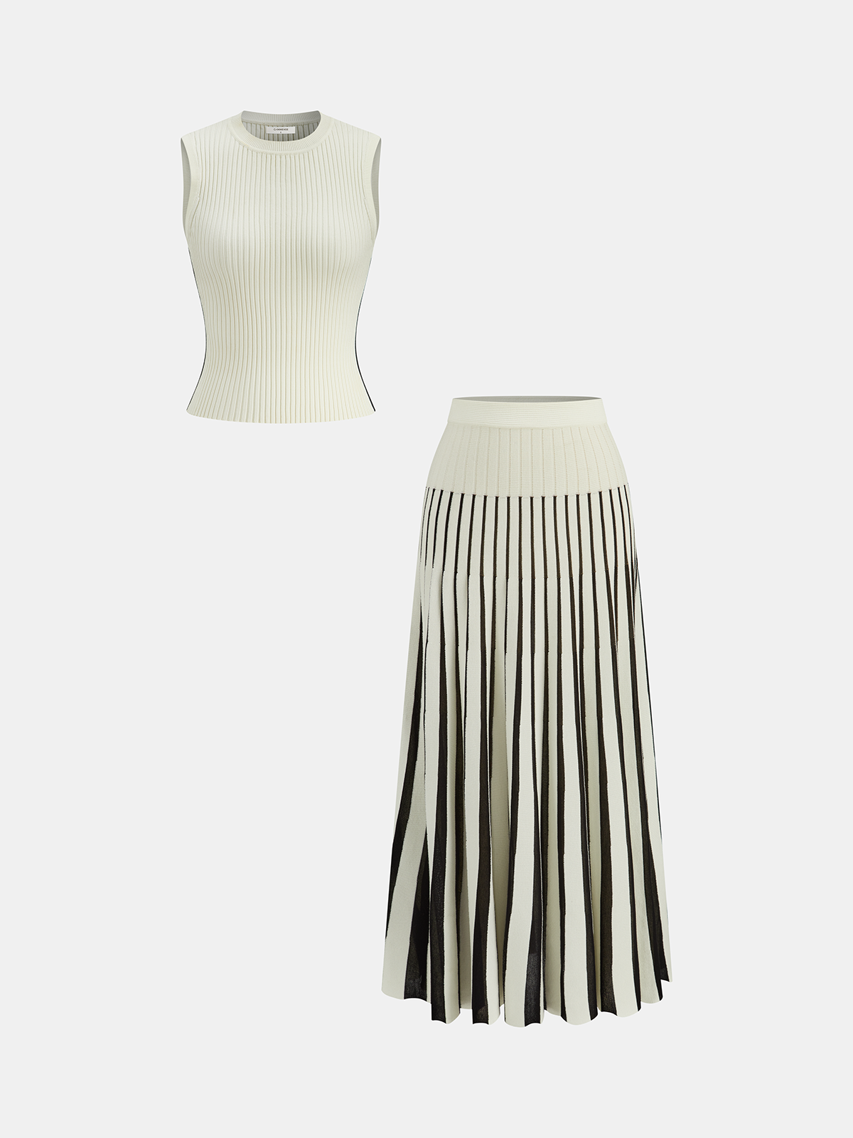 Sleeveless Top and Striped Maxi Skirt Set