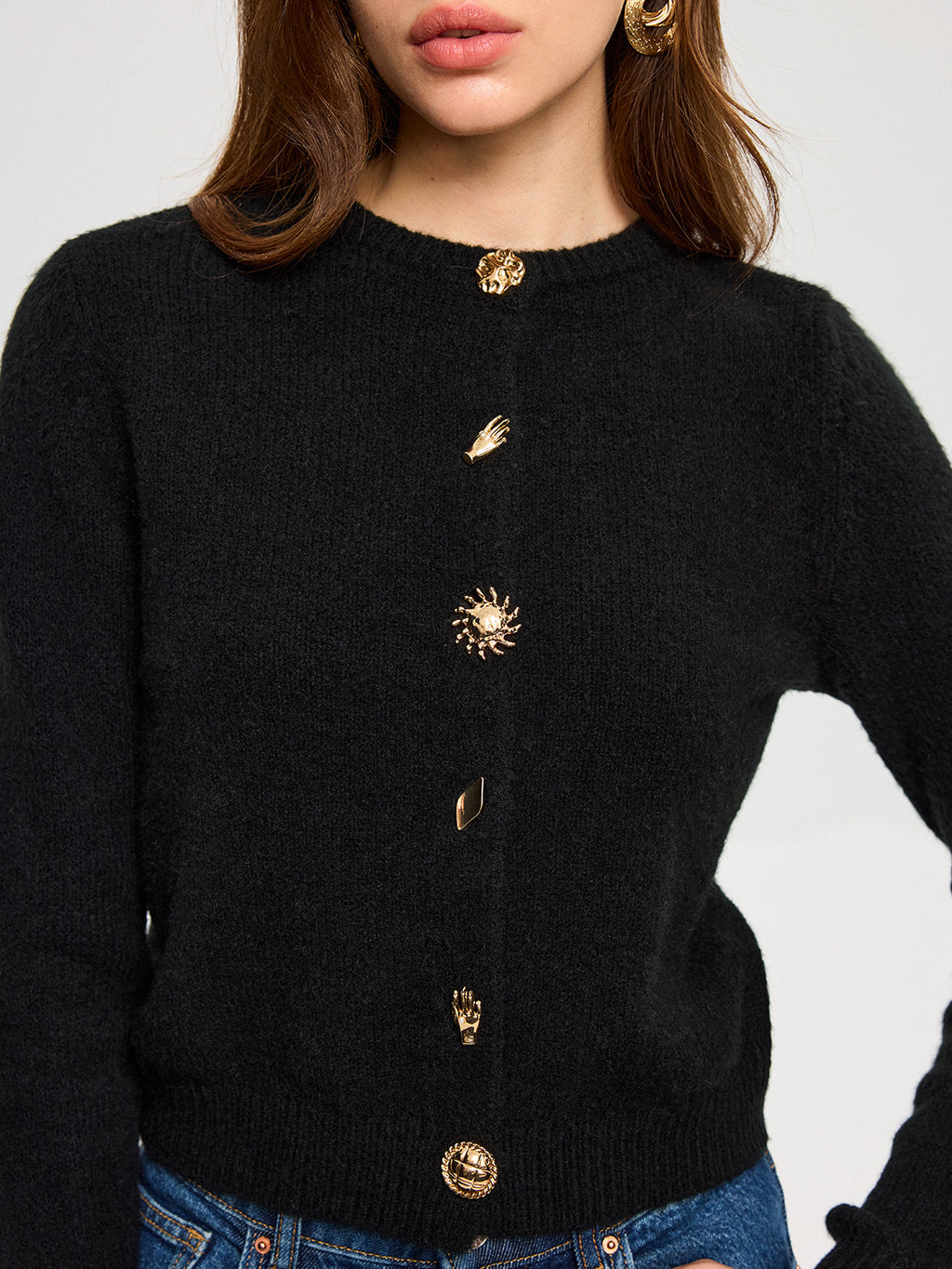 Cardigan aus Wollmischung mit Metallknöpfen
