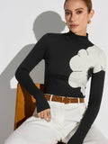 Bluse mit Blumenmuster und Stehkragen
