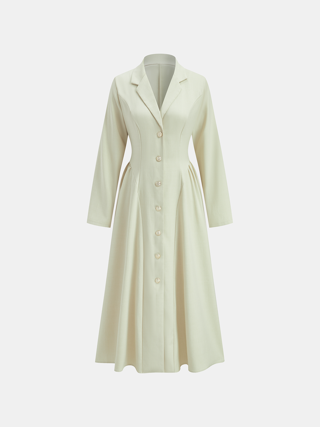 Robe longue boutonnée à col tailleur
