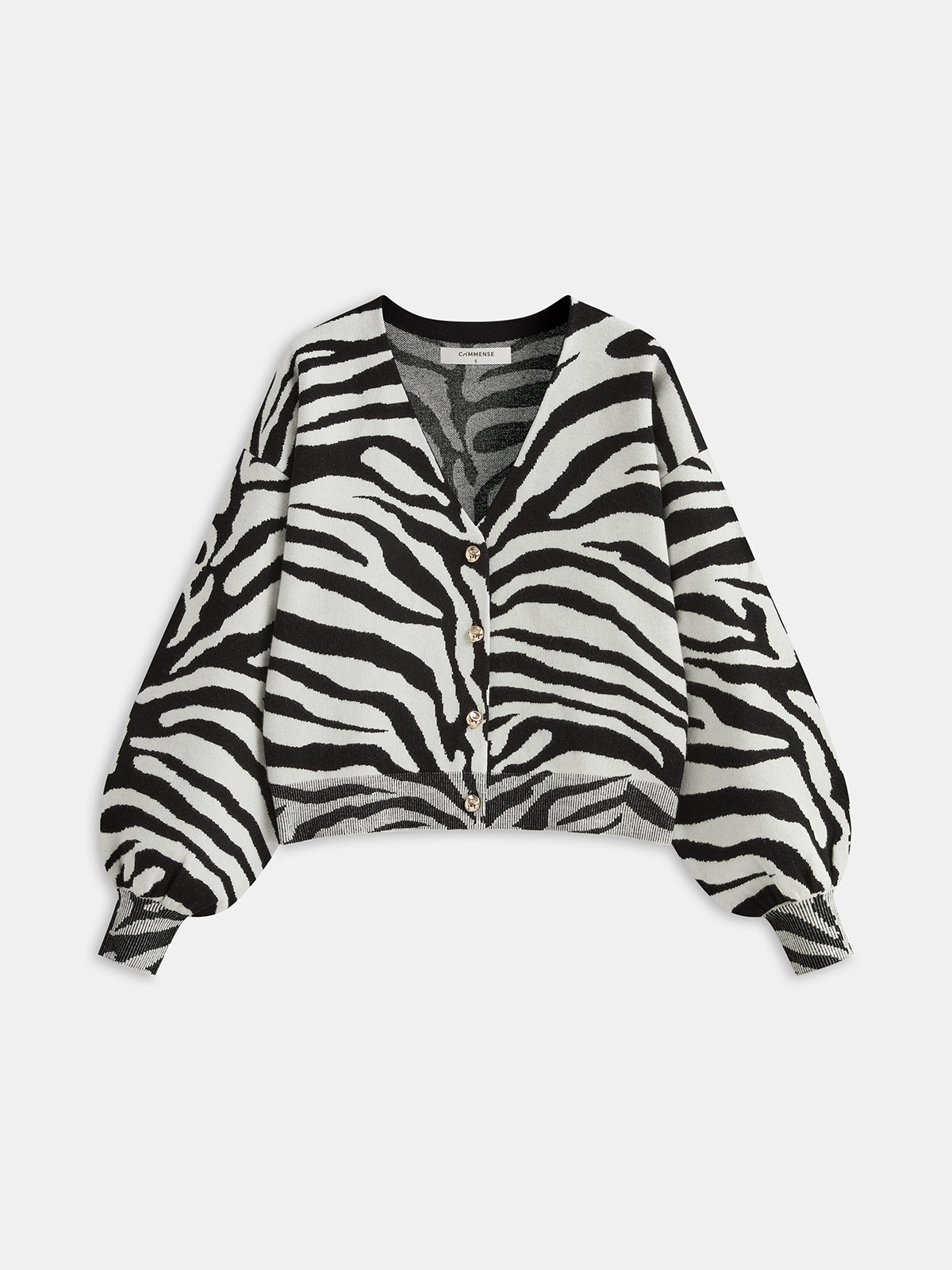 Zebra Print Puff Sleeve Cardigan