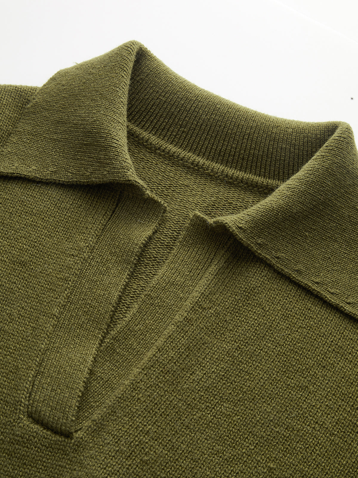 Ribbed Wool Blend Polo Knit Top