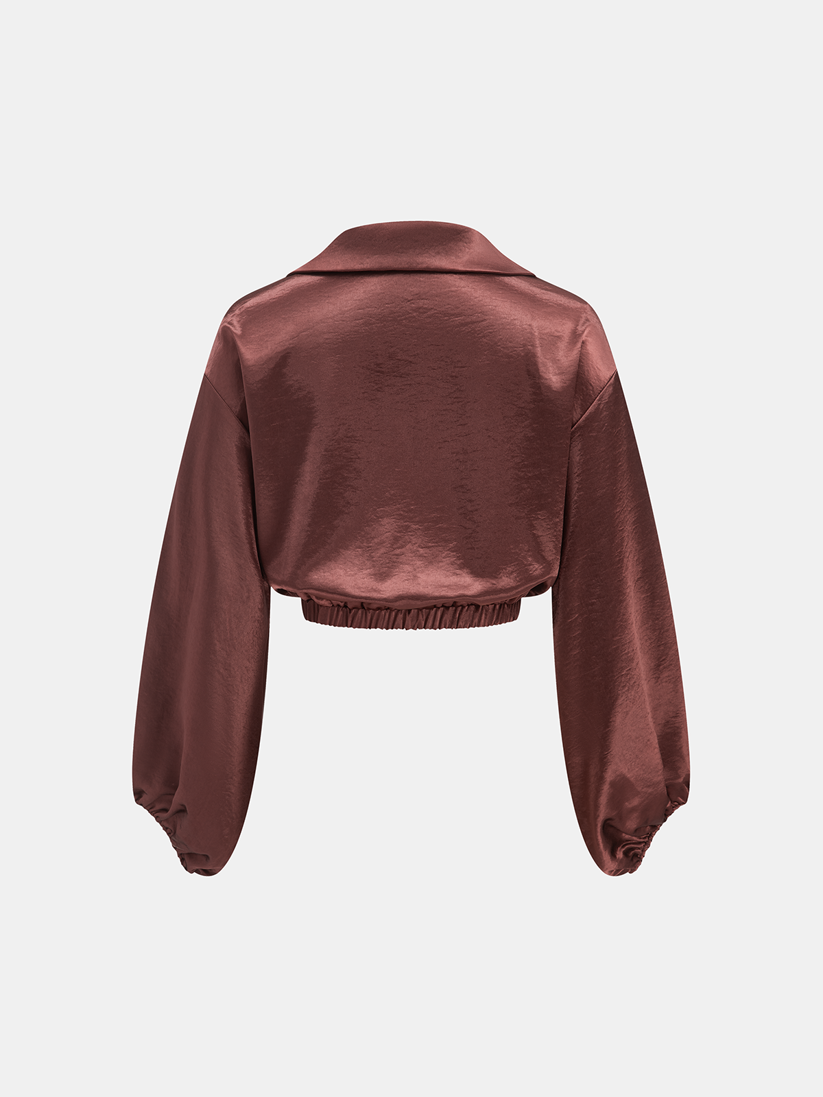 Satin Cowl Neck Cropped Cinched Blouse