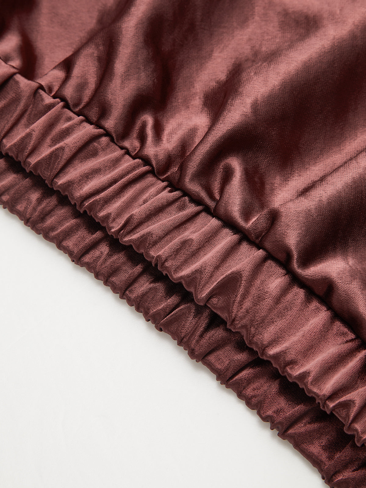 Satin Cowl Neck Cropped Cinched Blouse