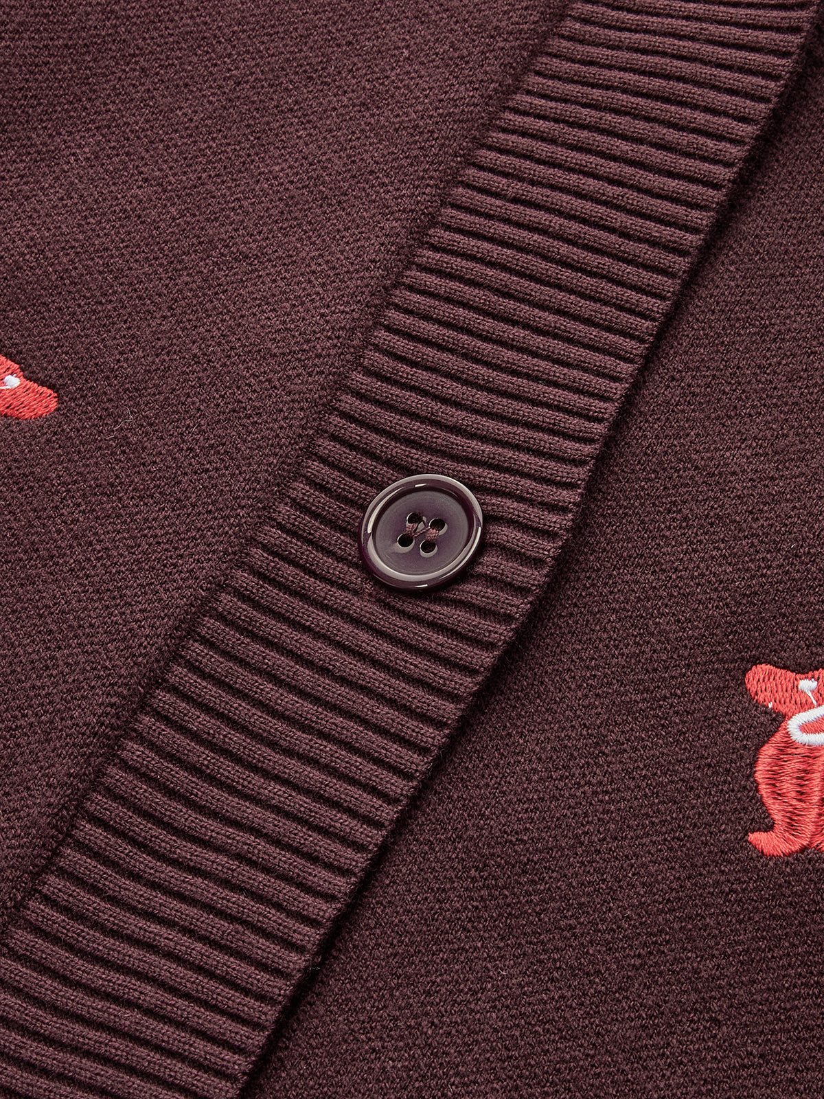 Dog Embroidered V-Neck Cardigan