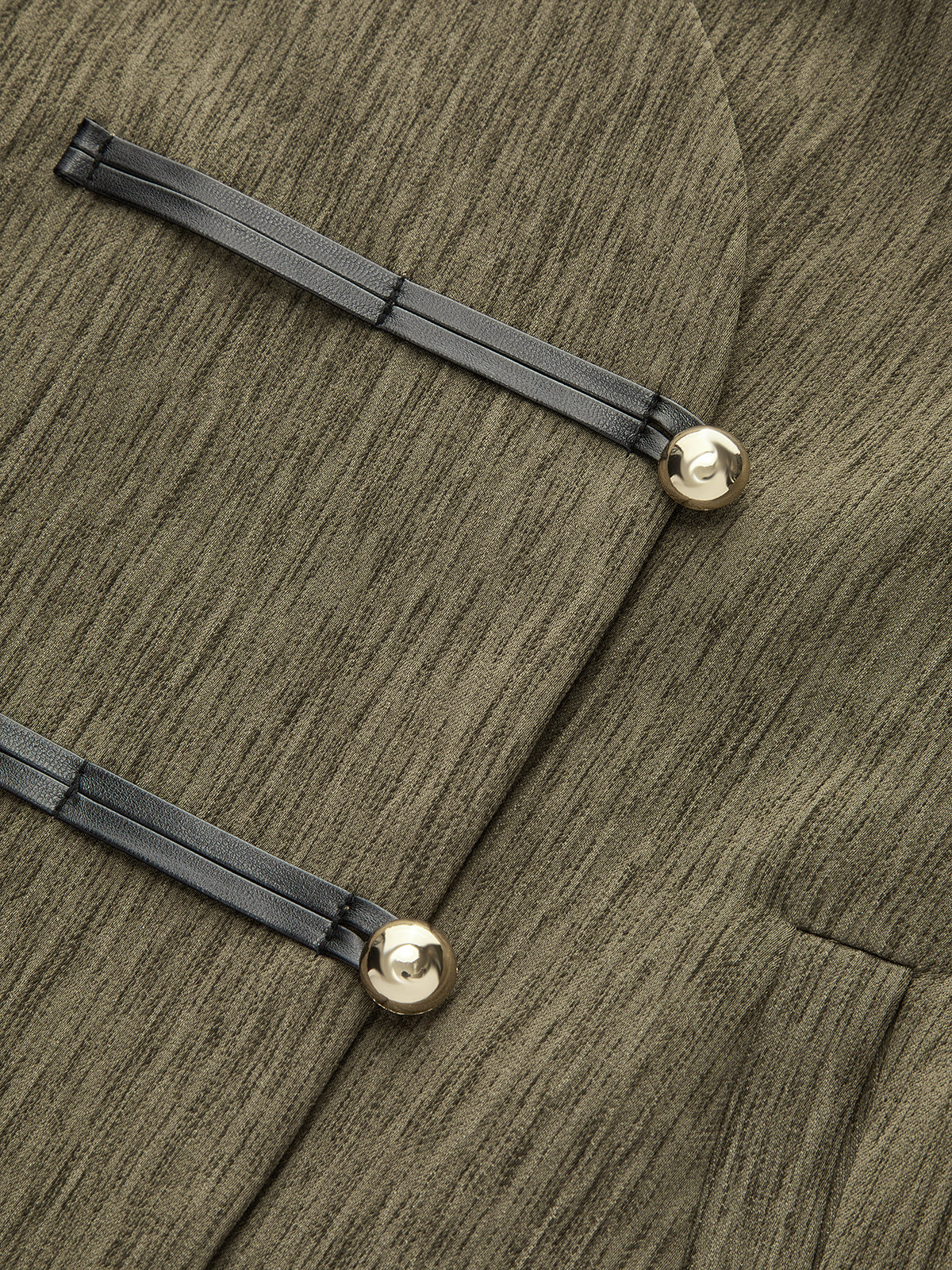 Cropped Jacket with Faux Leather Fasteners