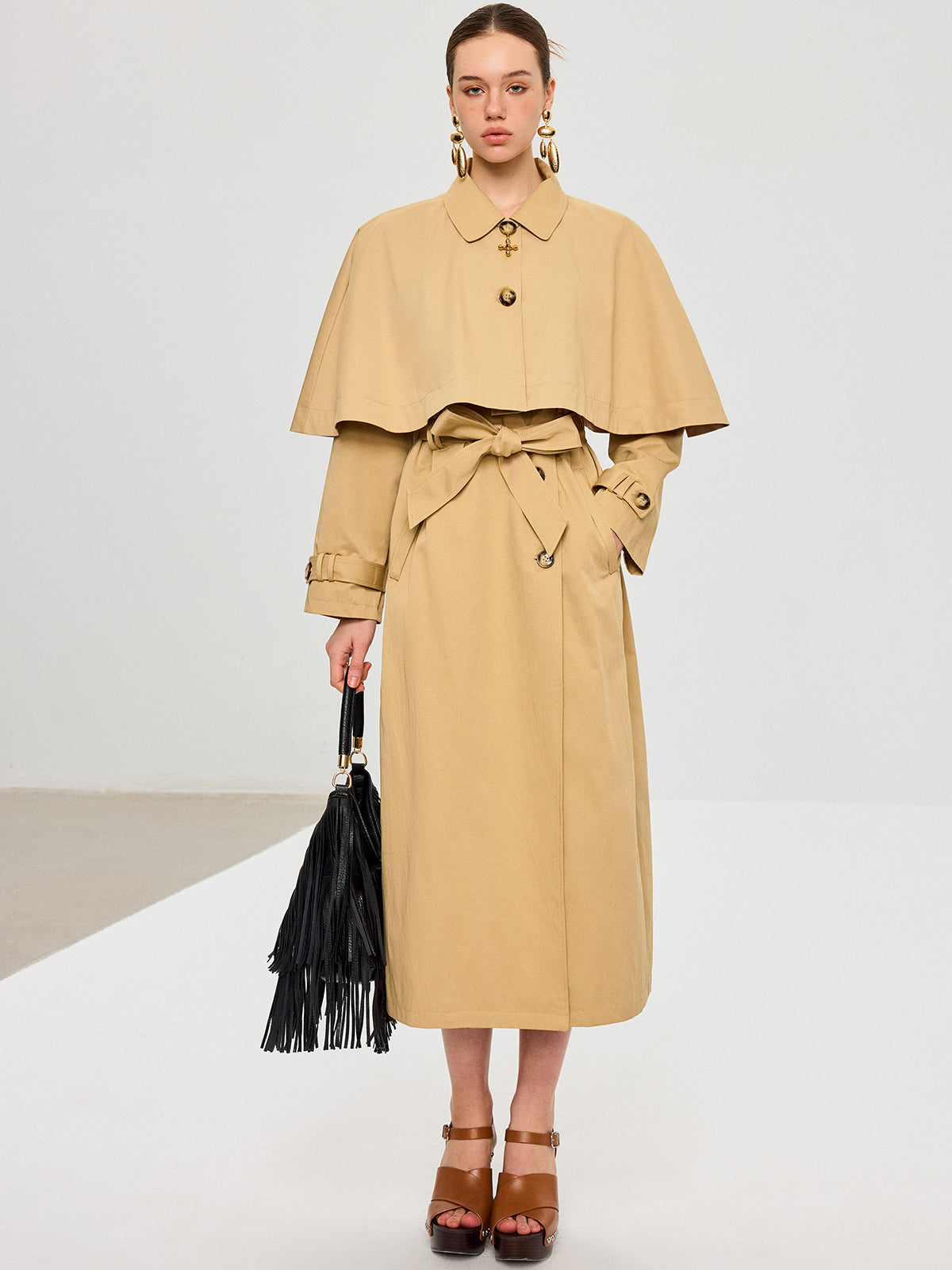 Convertible Cape Design Trench Coat