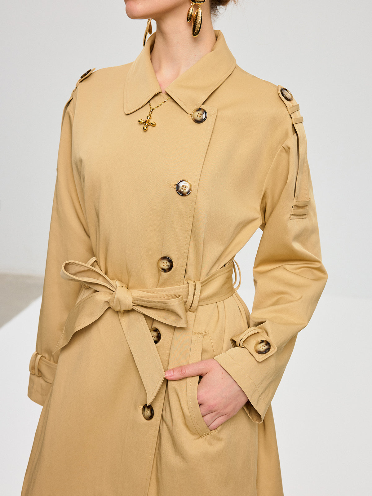 Convertible Cape Design Trench Coat