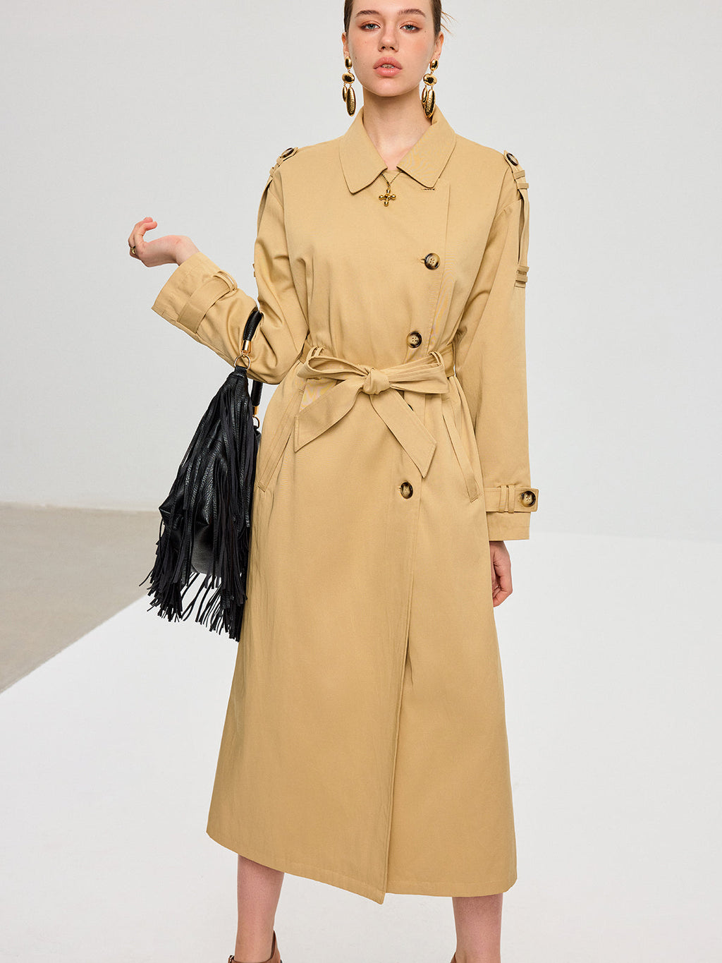 Convertible Cape Design Trench Coat