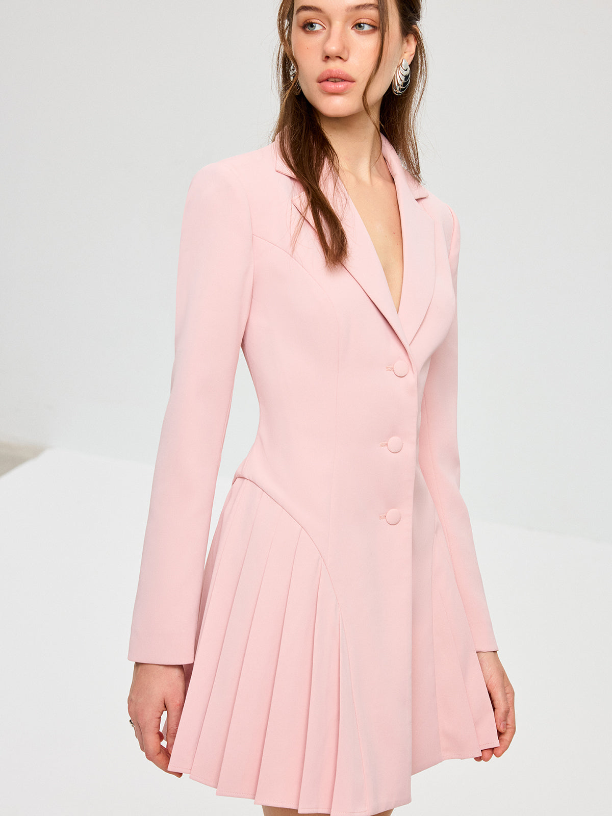 Pleated Fitted Blazer Dress