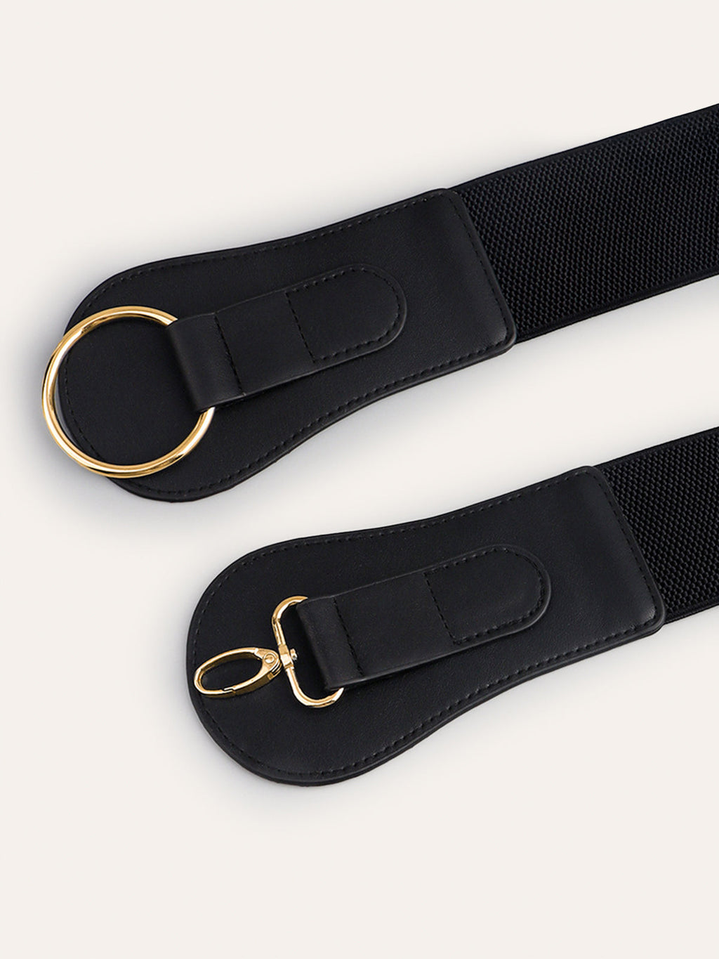 Ceinture large en similicuir avec boucle circulaire dorée