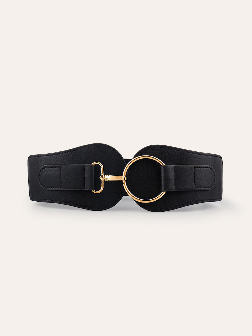 Ceinture large en similicuir avec boucle circulaire dorée