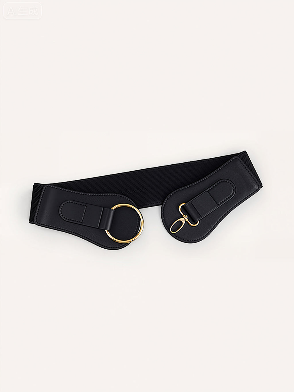 Ceinture large en similicuir avec boucle circulaire dorée