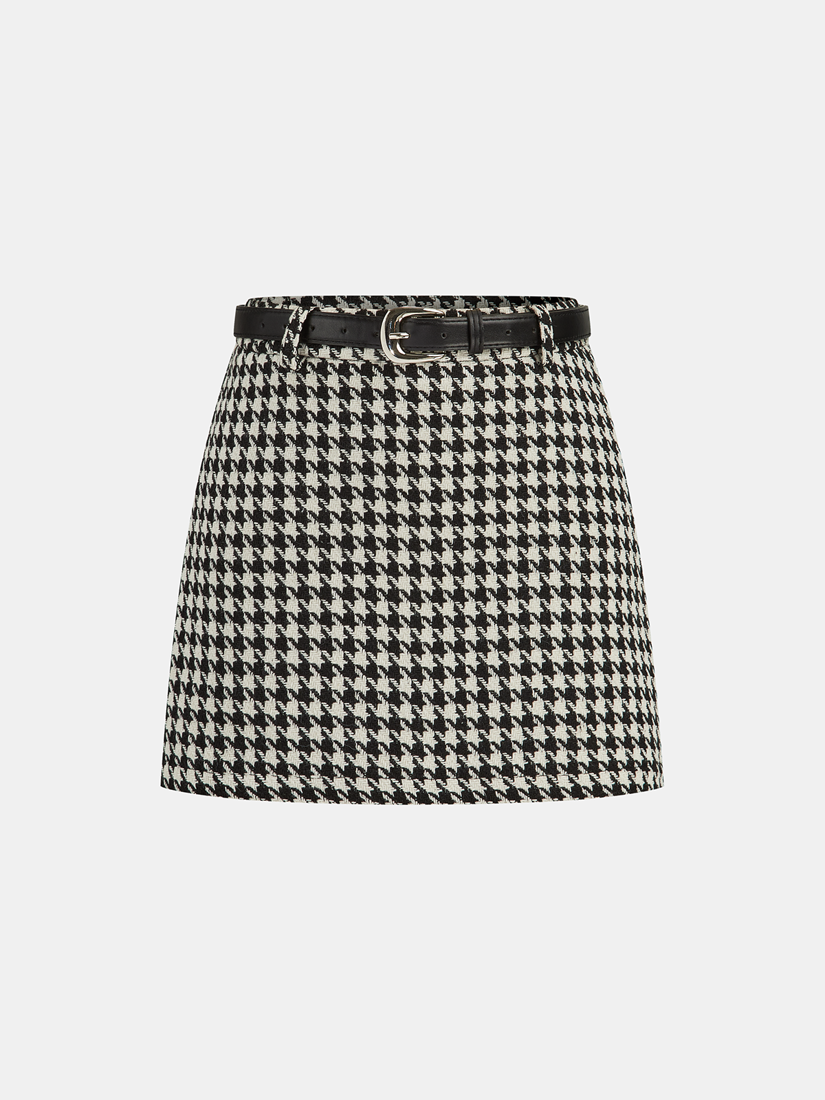 Houndstooth Belted Mini Skirt