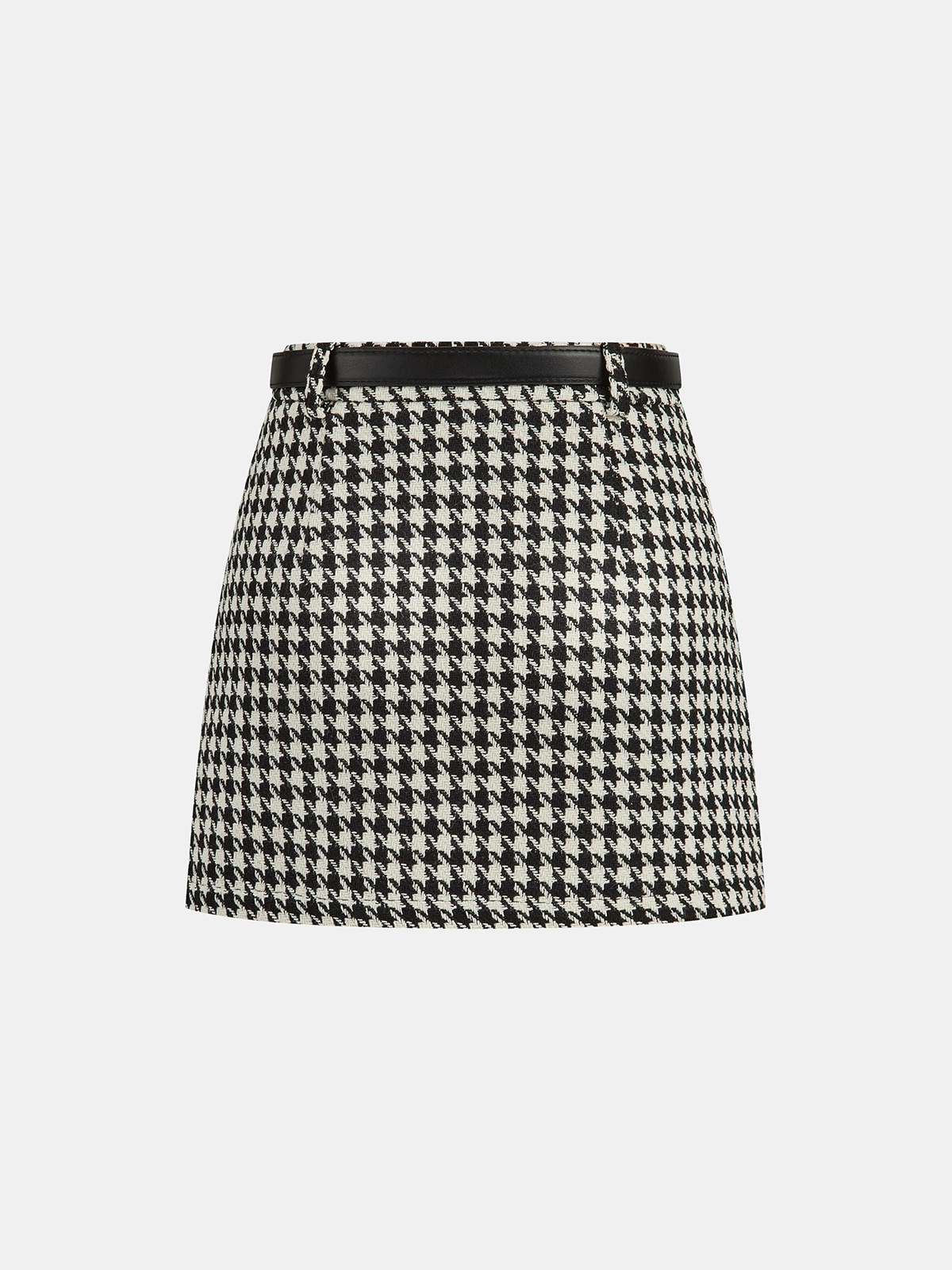 Houndstooth Belted Mini Skirt