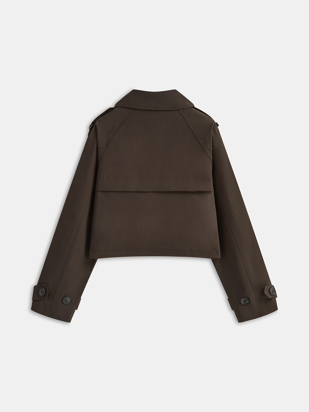 Double-Button Cropped Trench Coat
