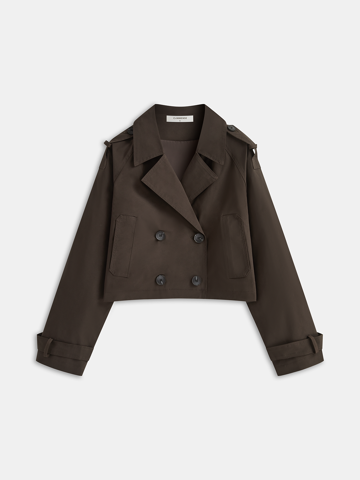 Double-Button Cropped Trench Coat