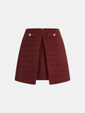 Metal Detail Tweed Slit Mini Skirt