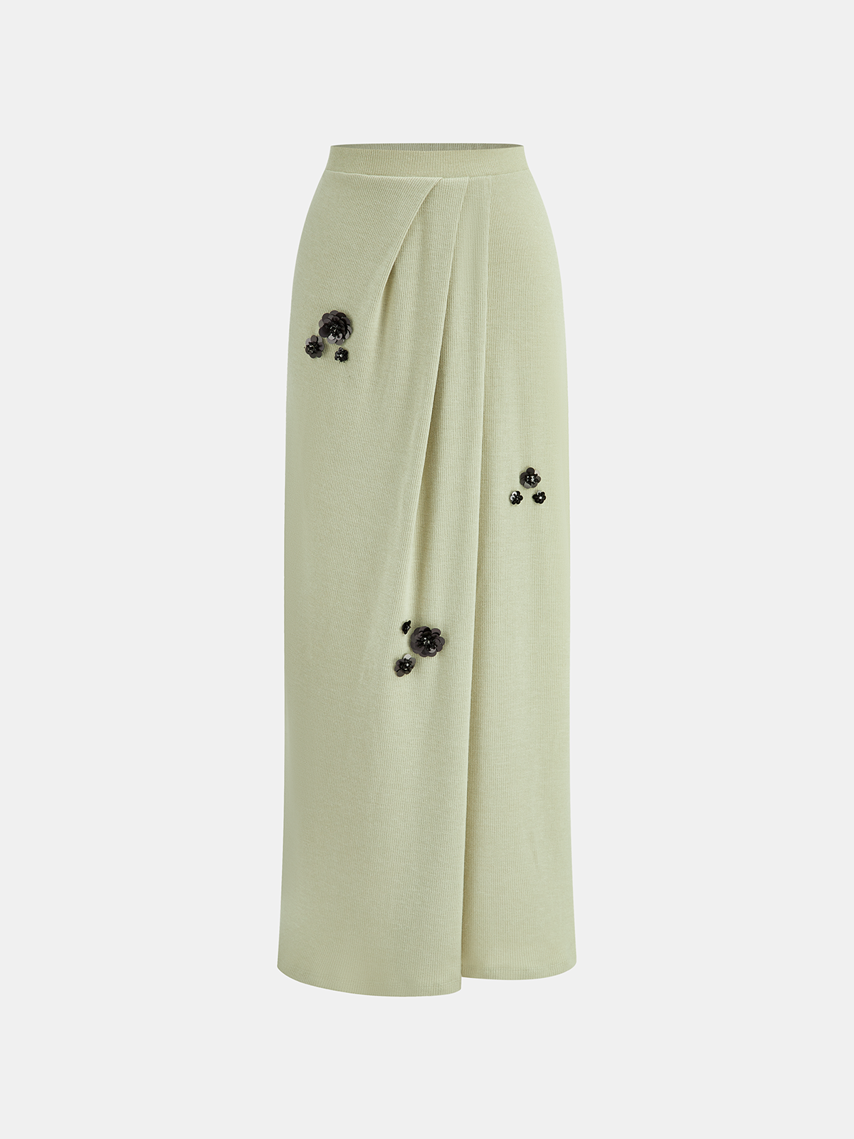 Sequin Flower One-Shoulder Knit Top and Skirt Set