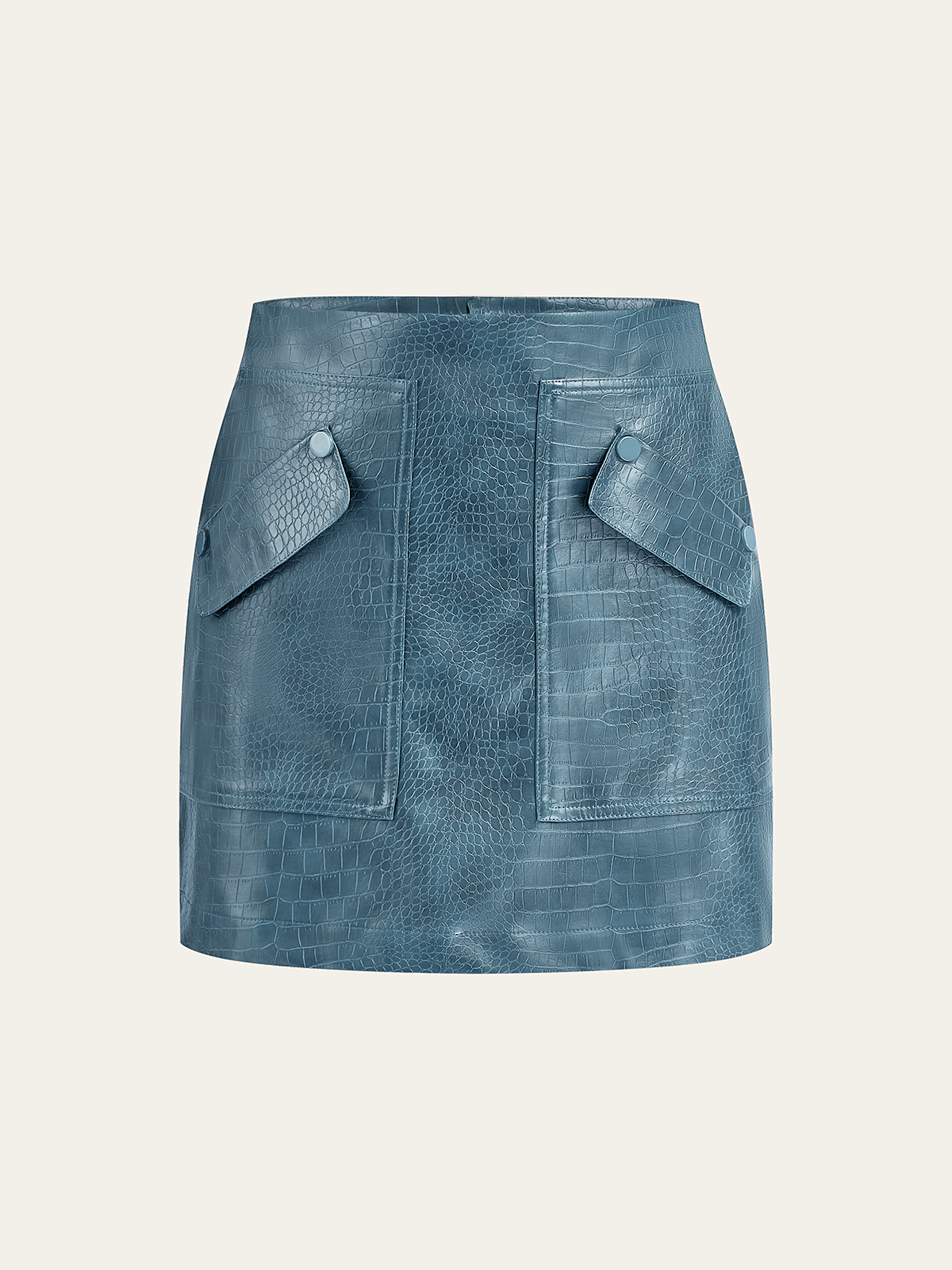 Faux Leather Crocodile-Embossed Mini Skirt