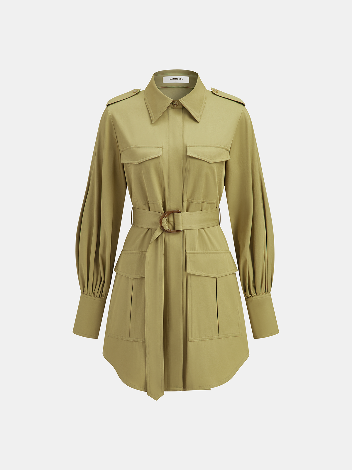 Lapel Trench-Style Belted Dress