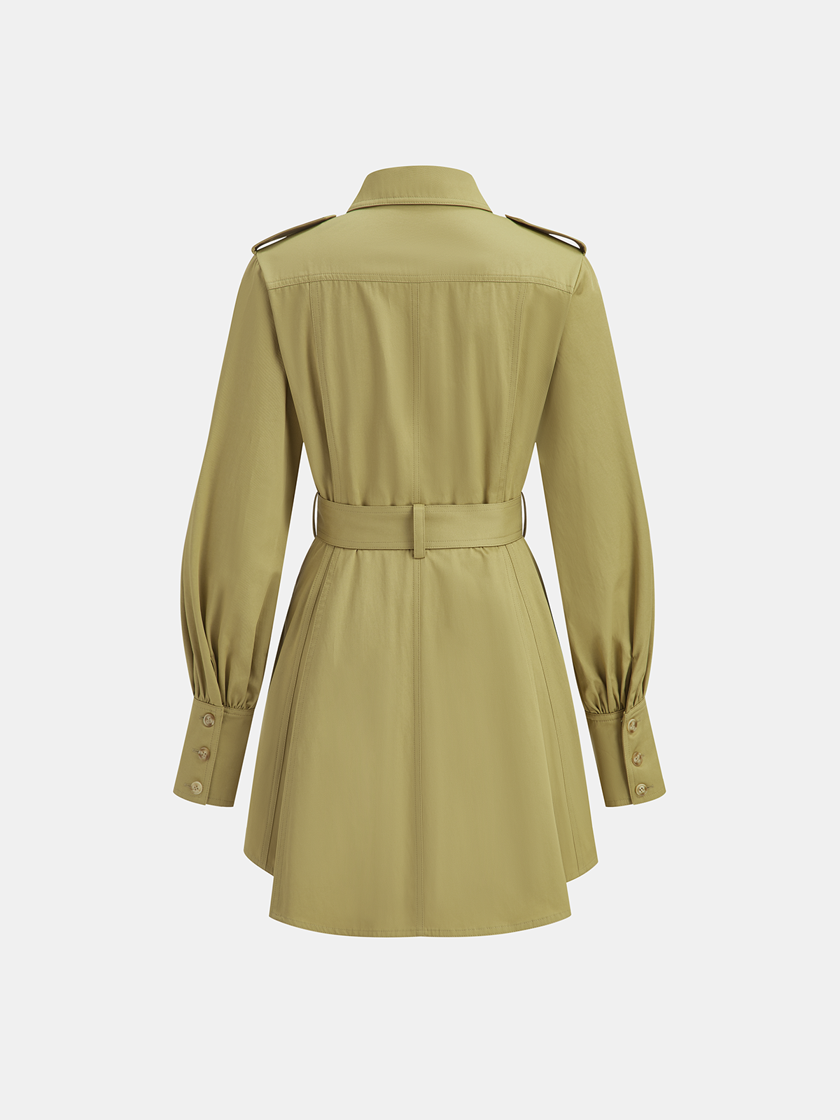 Lapel Trench-Style Belted Dress