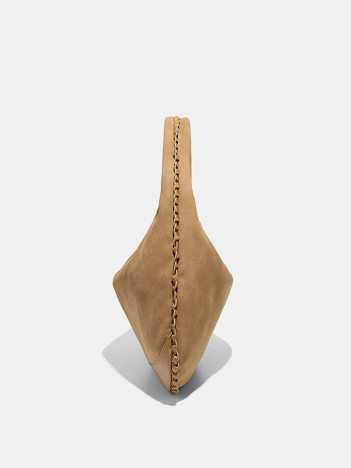 Sac hobo en daim à bordure tressée 