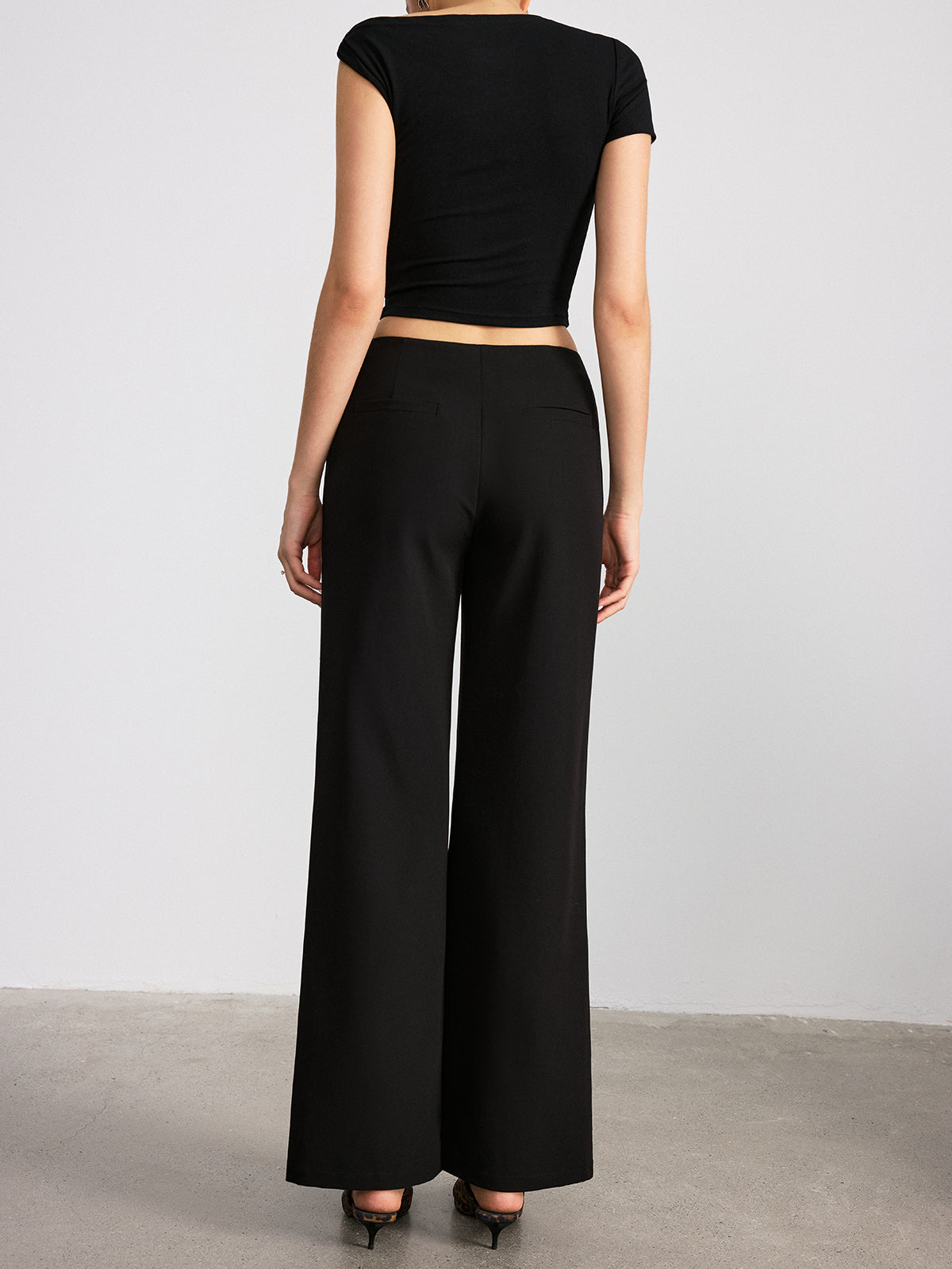 Mid-Waist Straight-Leg Pants